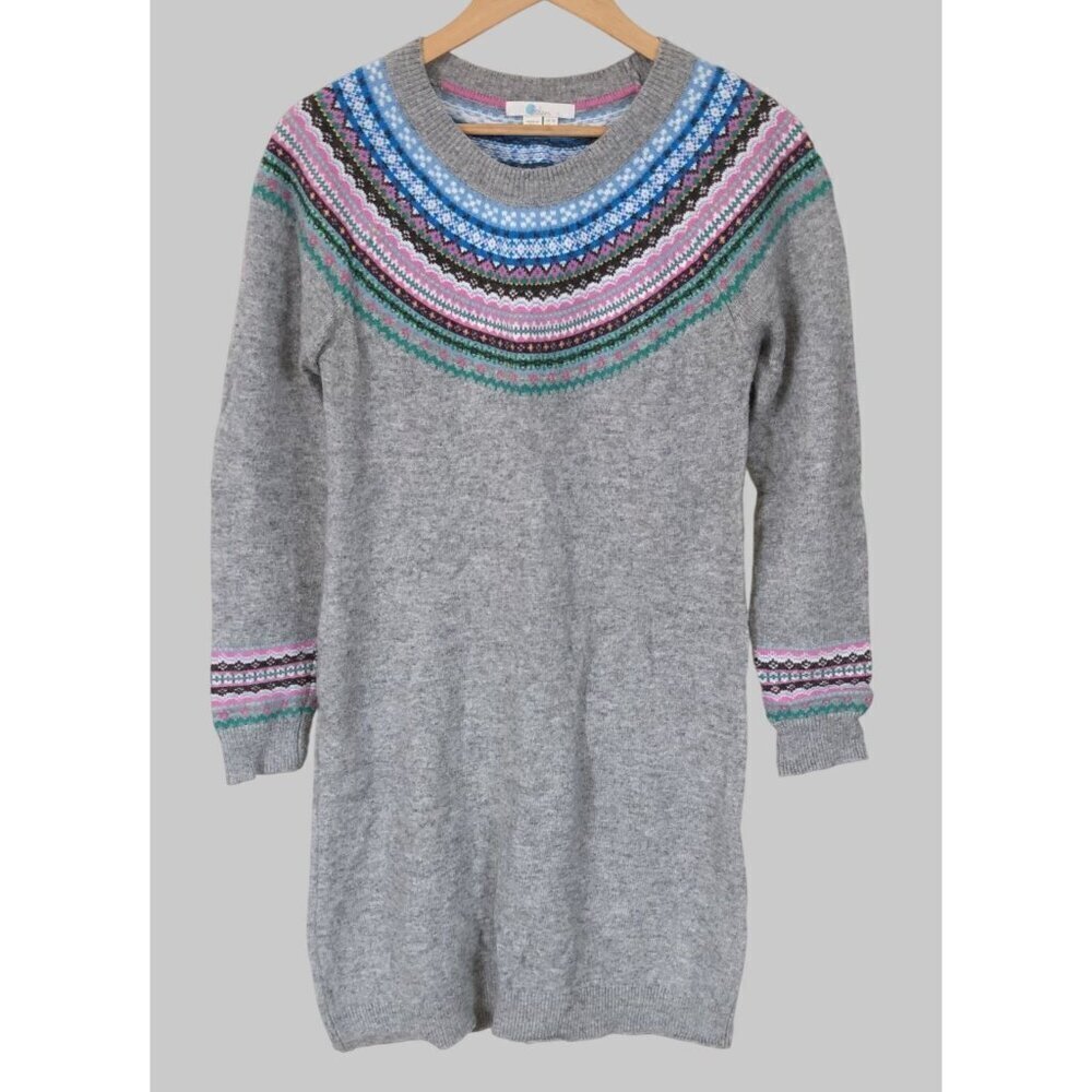 Boden Knit Fair Isle Sweater Dress Womens Size 6 Wool Blend Holiday Winter